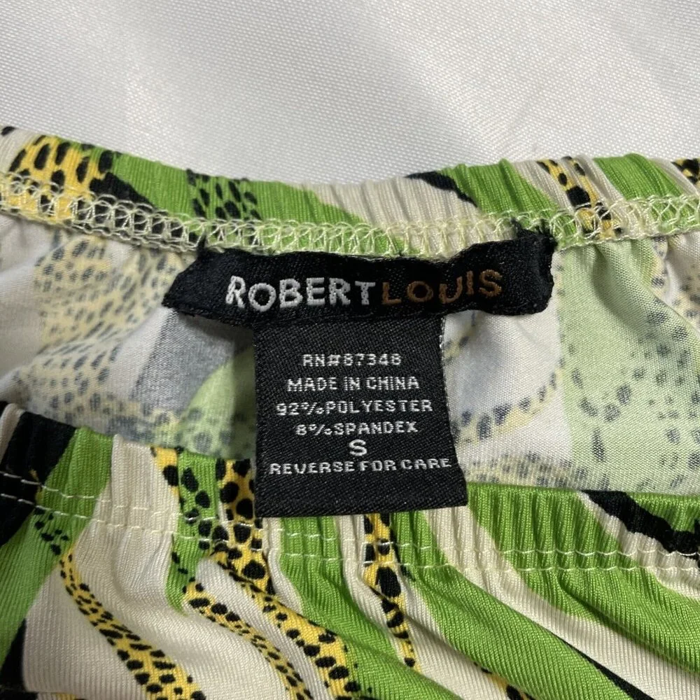 Robert Louis Women's Cold Shoulder Blouse Top Size Small Beige Tropical Print - Picture 6 of 11